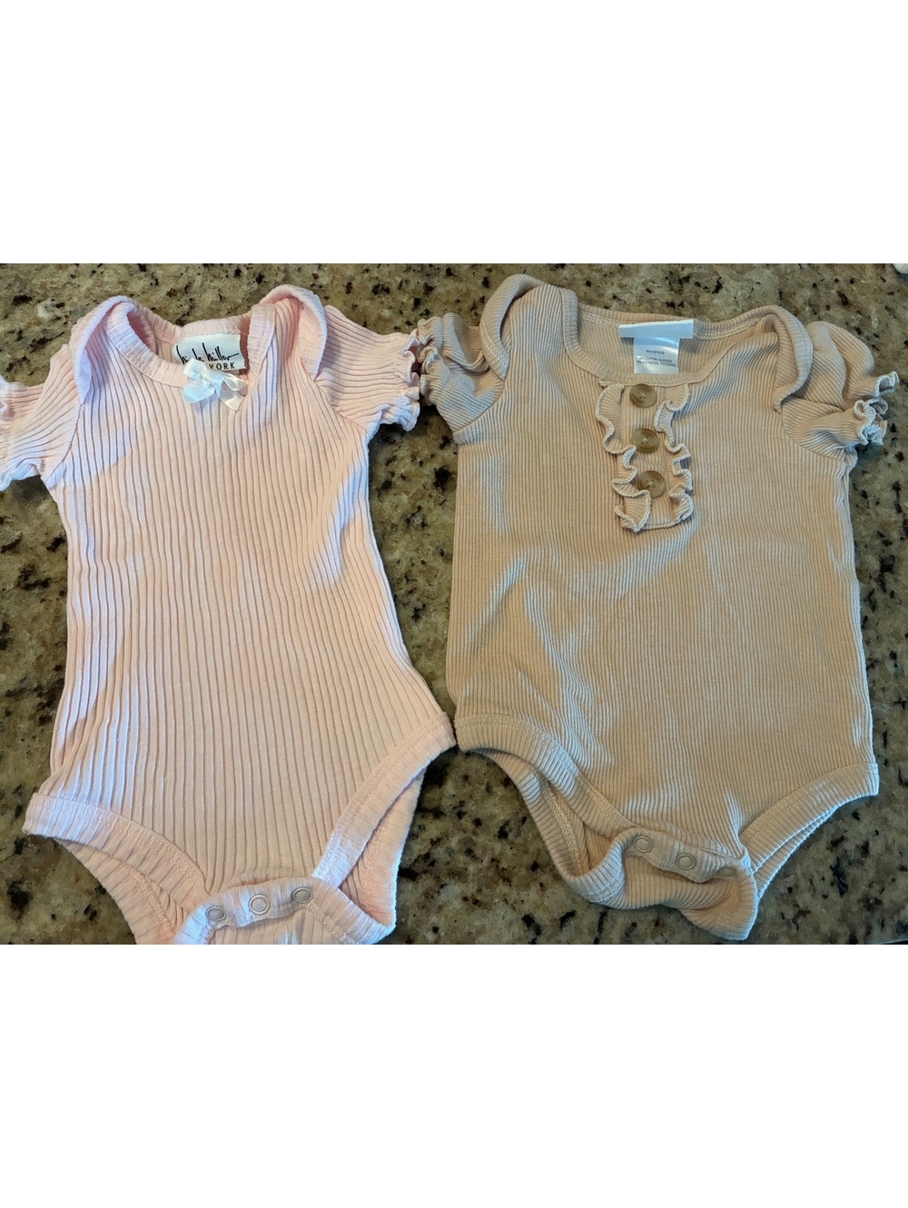 Nicole Miller New York Baby Ribbed Bodysuits, 0-3 Months, Set of 2